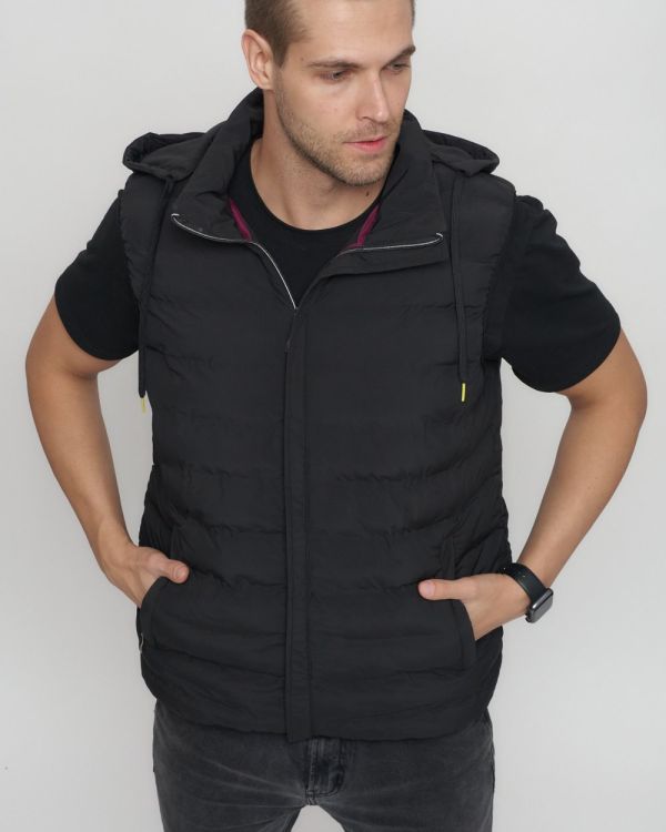 Men's black insulated sports vest 1019Ch