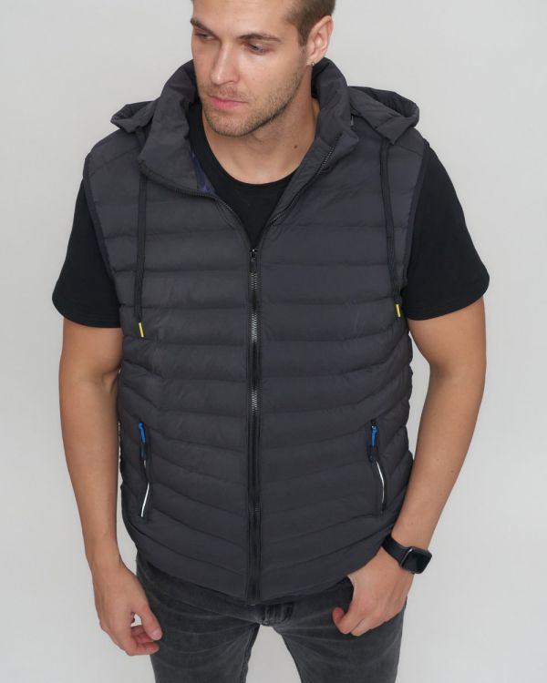 Men's black insulated sports vest 1022Ch
