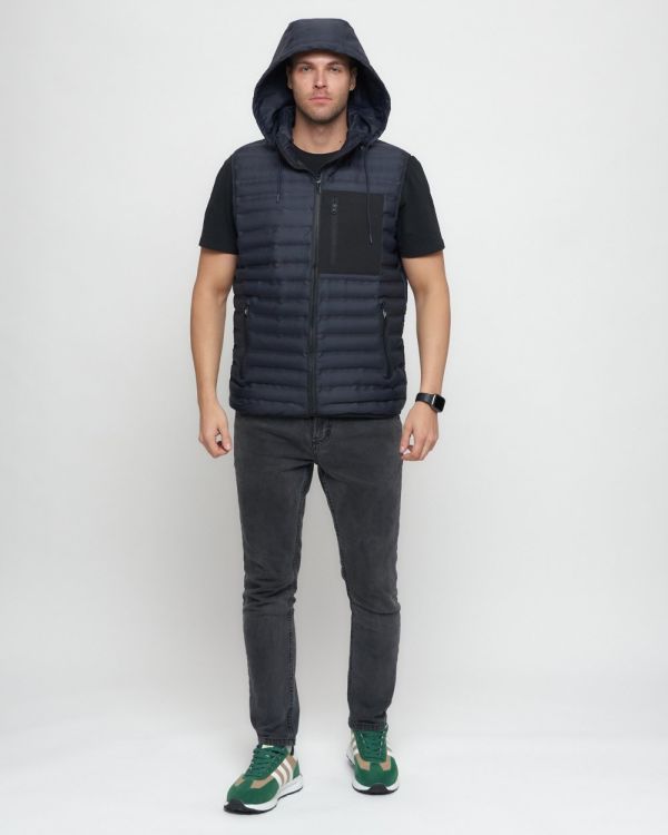 Warm sports vest for men dark blue 1081TS