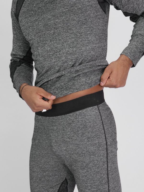Gray unbrushed thermal underwear set for men 2209Sr