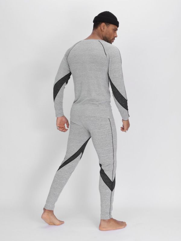 Light gray unbrushed thermal underwear set for men 2209SS