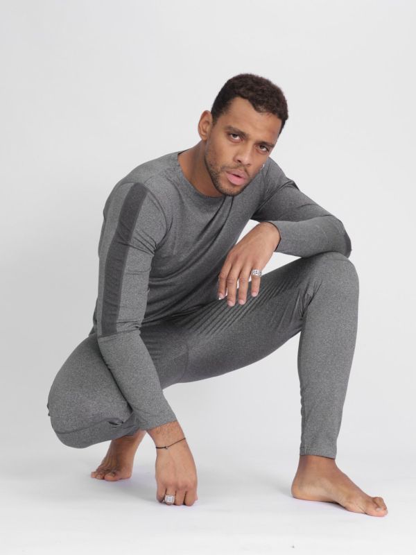 Men's unbrushed thermal underwear set gray 2210Sr