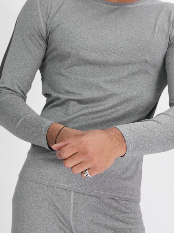 Light gray unbrushed thermal underwear set for men 2210SS