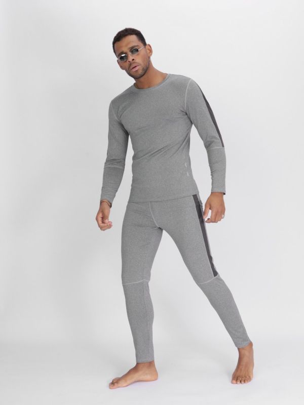 Light gray unbrushed thermal underwear set for men 2210SS