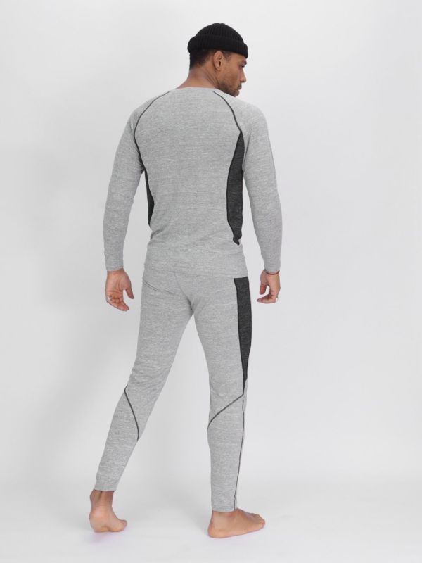 Men's unbrushed thermal underwear set, light gray 2211SS