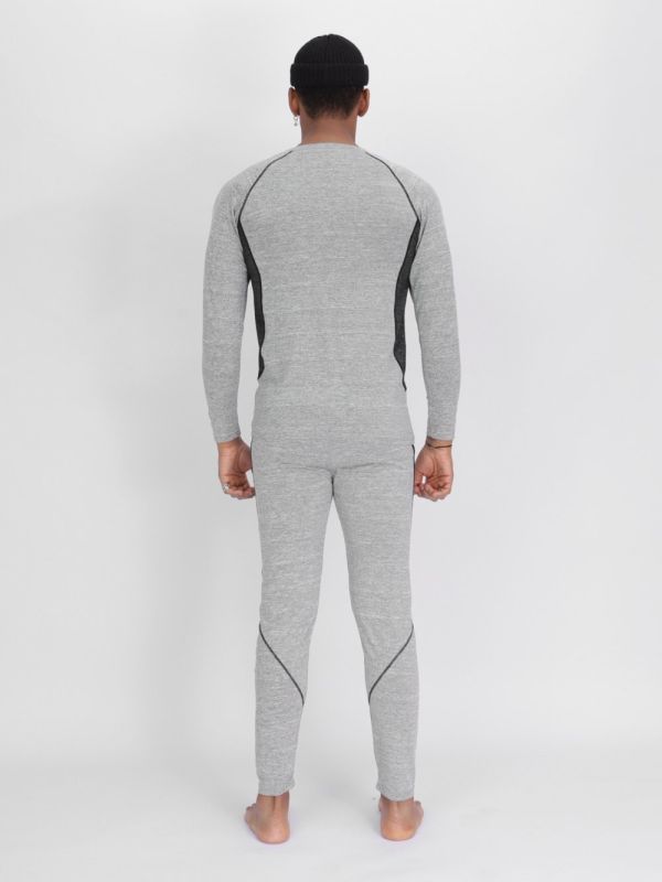 Men's unbrushed thermal underwear set, light gray 2211SS