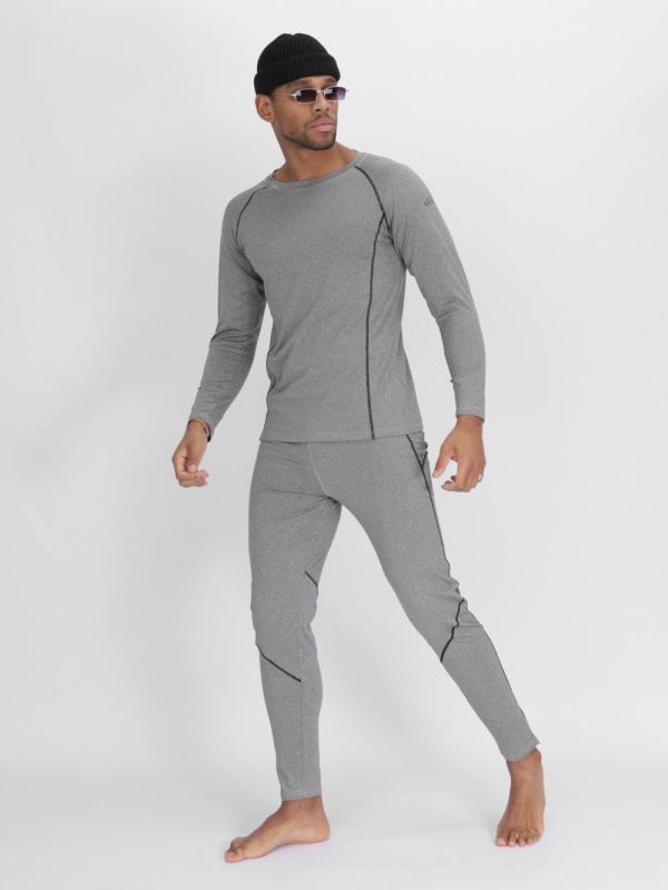 Light gray unbrushed thermal underwear set for men 2213SS