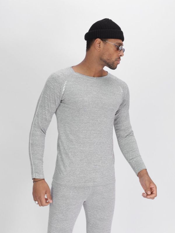 Light gray unbrushed thermal underwear set for men 2214SS