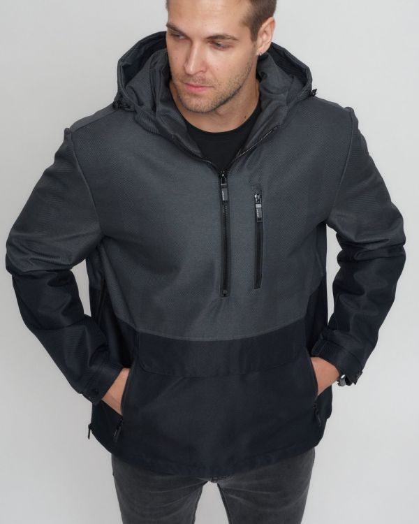 Men's sports anorak jacket in dark gray 3307TC