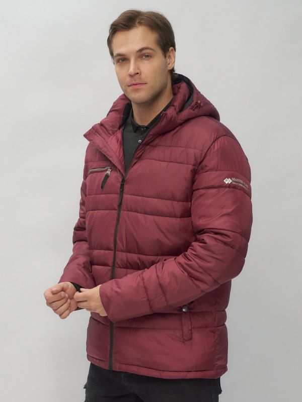 Men's sports jacket with a hood in burgundy color 62175Bo