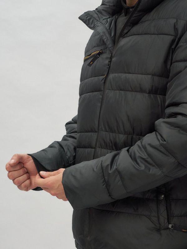 Men's sports jacket with a black hood 62175Ch