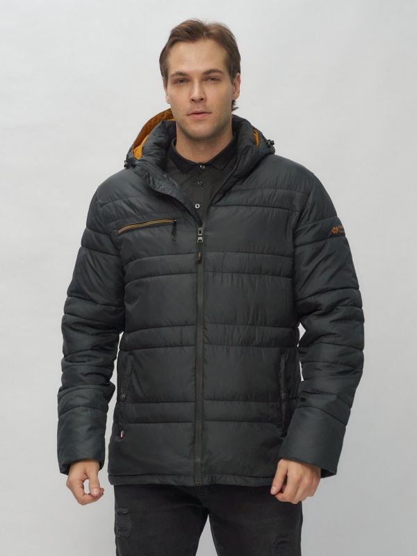 Men's sports jacket with a black hood 62175Ch