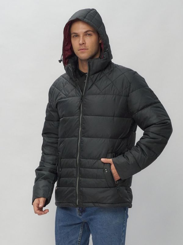 Men's sports jacket with a black hood 62179Ch
