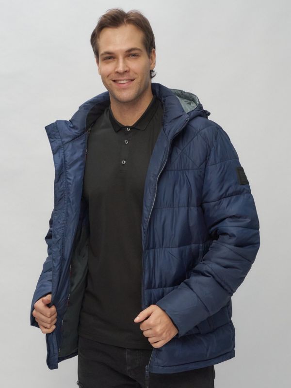 Men's sports jacket with a hood in dark blue 62179TS