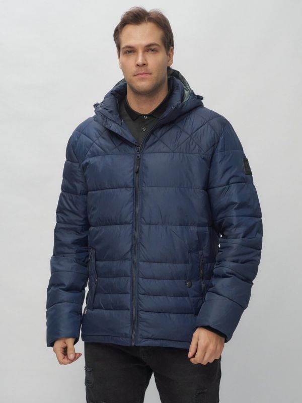 Men's sports jacket with a hood in dark blue 62179TS