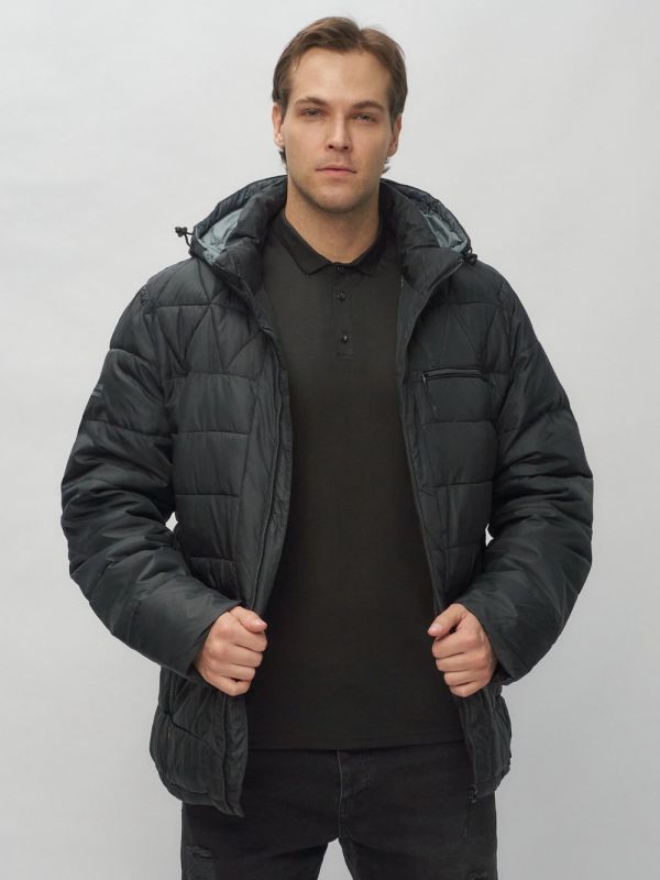 Men's sports jacket with a black hood 62187Ch