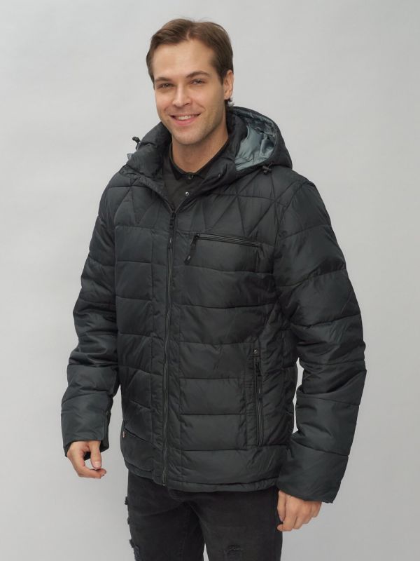 Men's sports jacket with a black hood 62187Ch