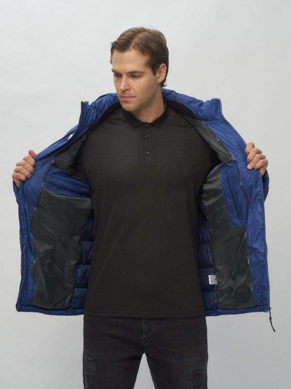 Men's sports jacket with a blue hood 62187S