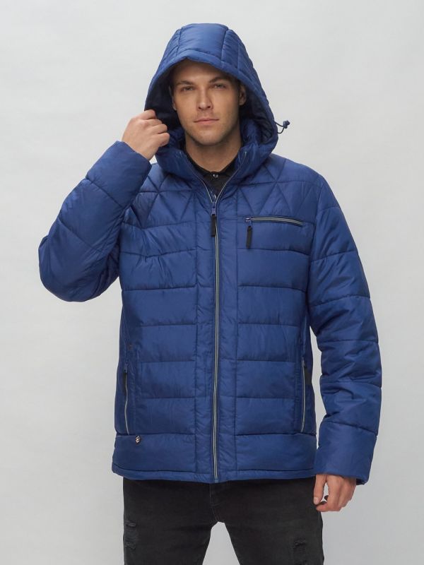 Men's sports jacket with a blue hood 62187S
