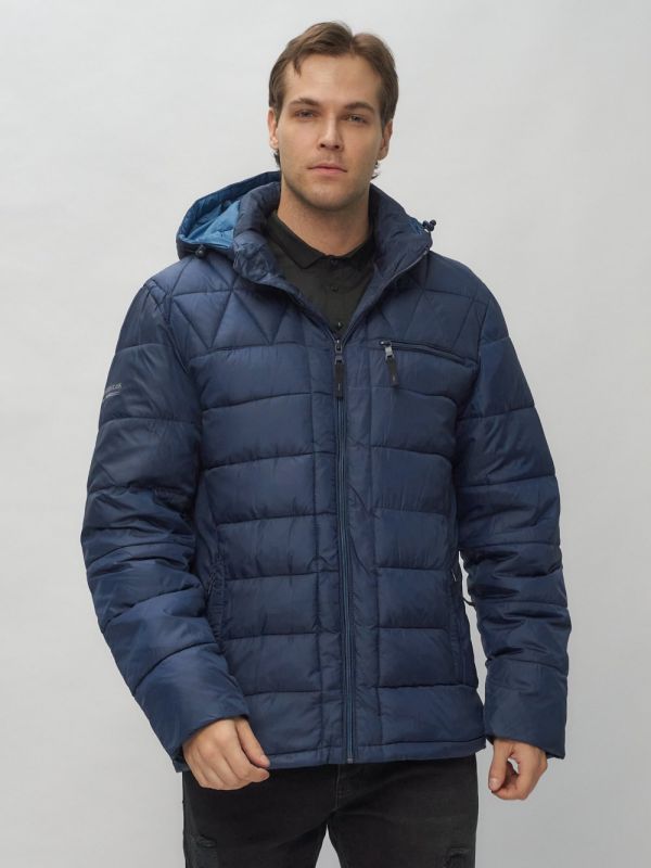 Men's sports jacket with a hood in dark blue 62187TS