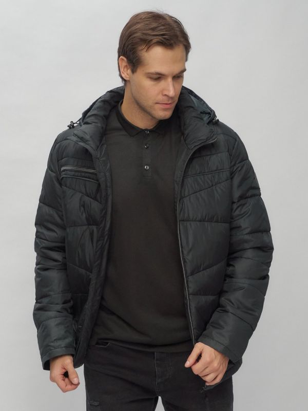Men's sports jacket with a black hood 62188Ch