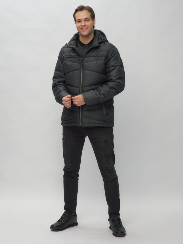 Men's sports jacket with a black hood 62188Ch