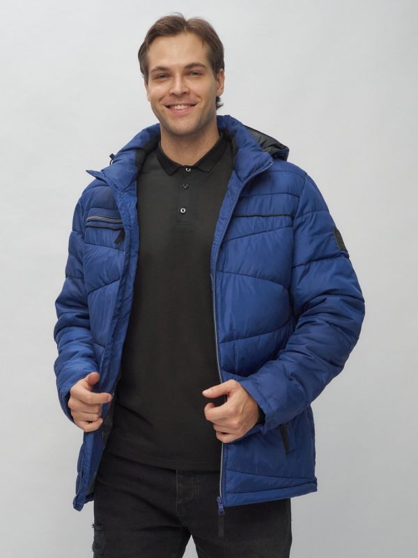 Men's sports jacket with a blue hood 62188S