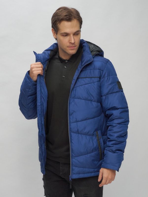 Men's sports jacket with a blue hood 62188S