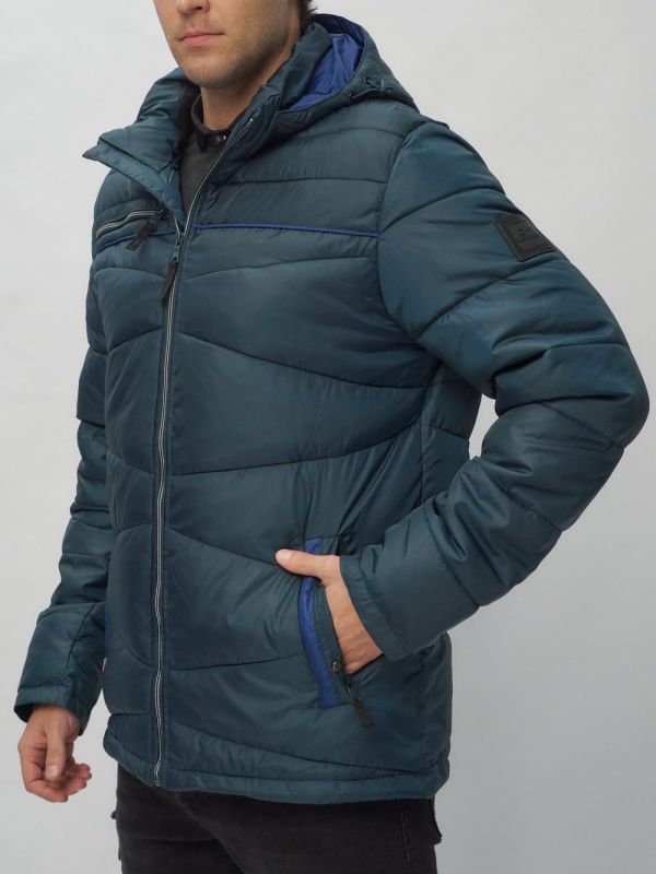 Men's sports jacket with a hood in dark blue 62188TS
