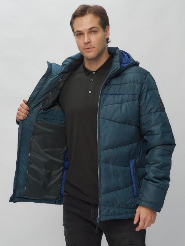 Men's sports jacket with a hood in dark blue 62188TS