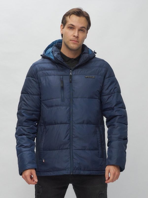 Men's sports jacket with a hood in dark blue 62190TS
