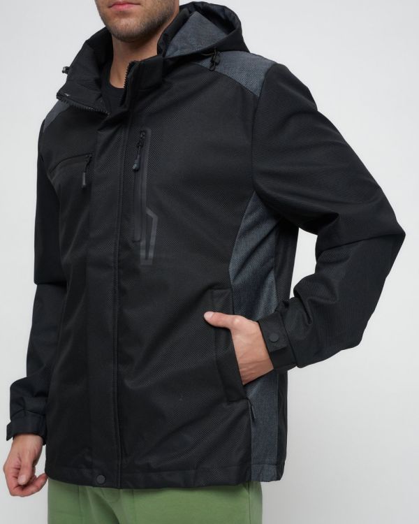 Men's sports jacket with a black hood 6652Ch