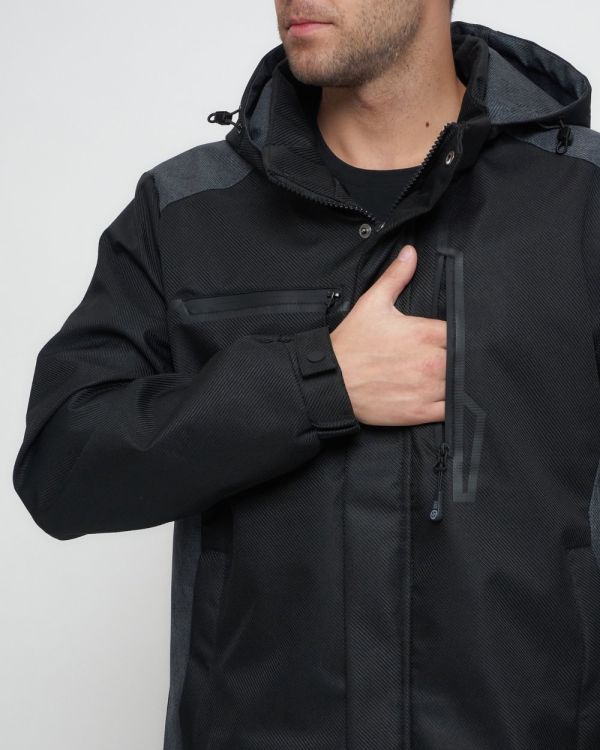 Men's sports jacket with a black hood 6652Ch