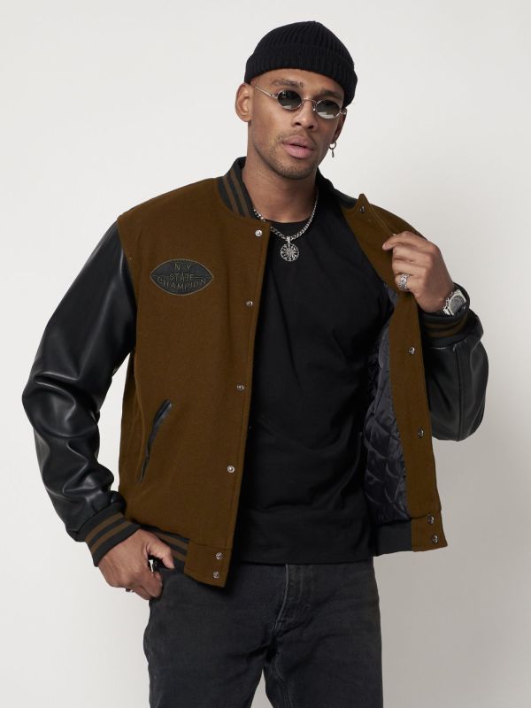 Men's brown denim bomber jacket 77161K