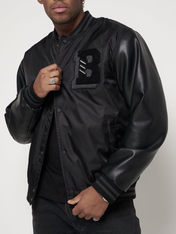 Men's dark gray denim bomber jacket 77192TC