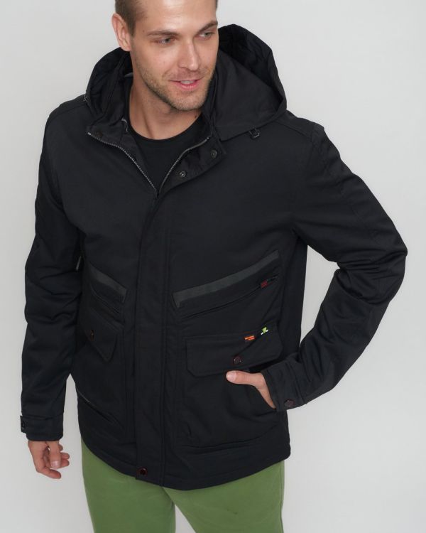 Men's sports jacket with a black hood 8596Ch
