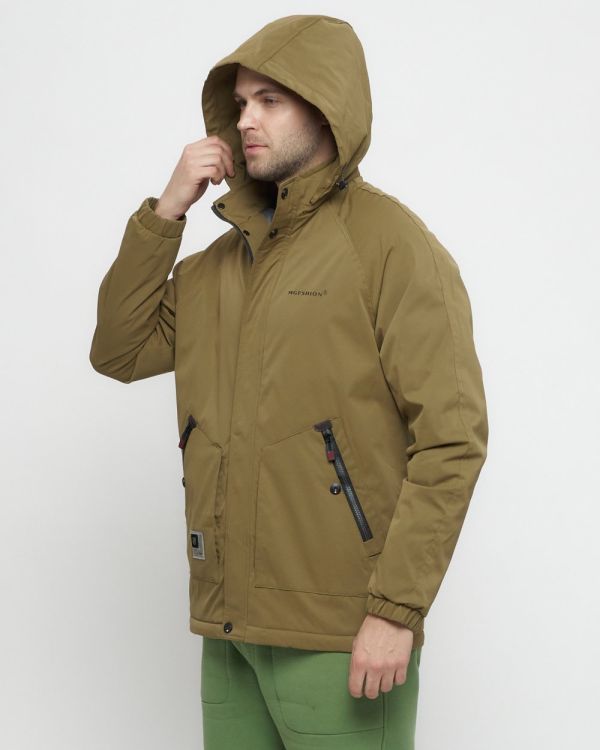 Men's sports jacket with a beige hood 8598B