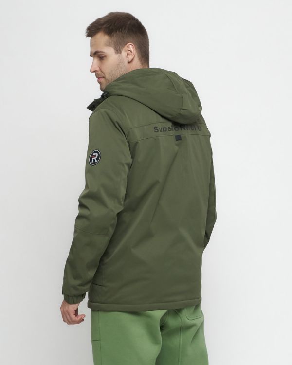 Sports jacket for men with a hood in khaki 8599Kh
