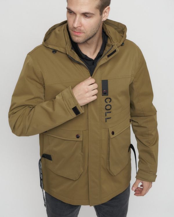 Men's sports jacket with a beige hood 8600B