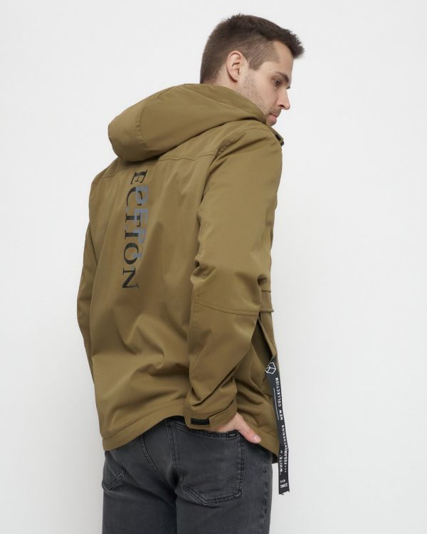 Men's sports jacket with a beige hood 8600B