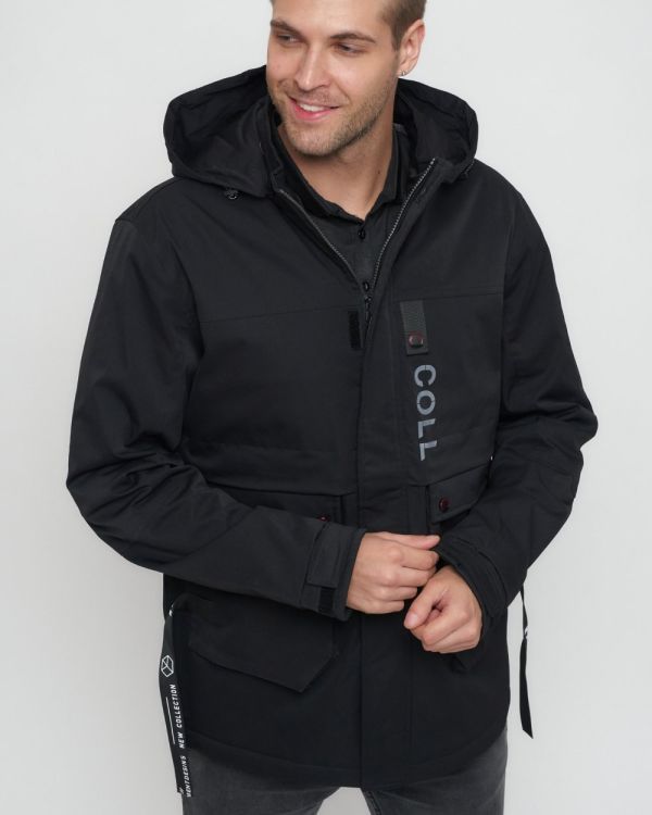 Men's sports jacket with a black hood 8600Ch