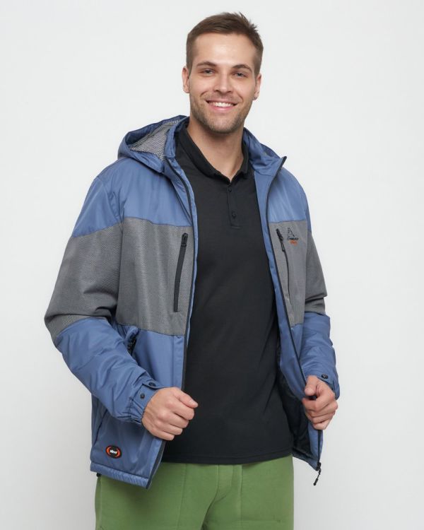 Men's sports jacket with a blue hood 8808S