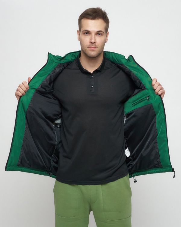 Men's sports jacket with green hood 8808Z