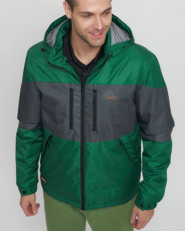 Men's sports jacket with green hood 8808Z