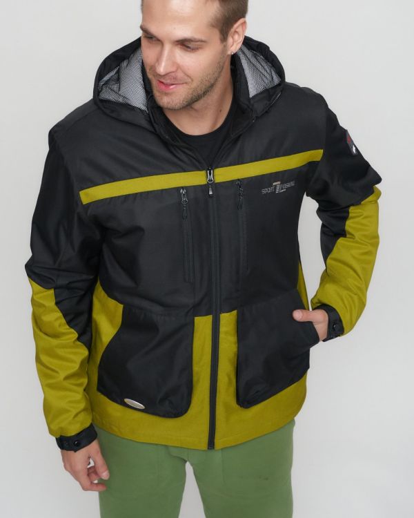 Men's sports jacket with a black hood 8815Ch