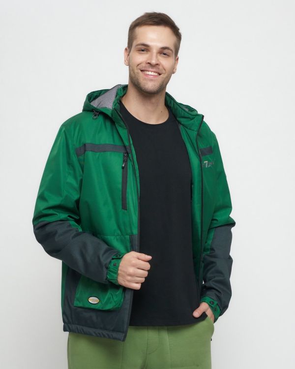 Men's sports jacket with green hood 8815Z