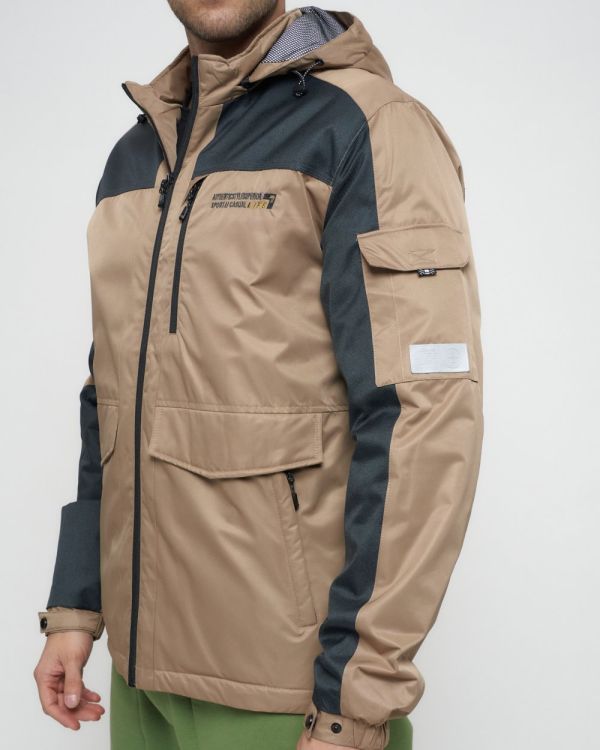 Men's sports jacket with a beige hood 8816B
