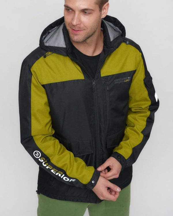 Men's sports jacket with a black hood 8816Ch