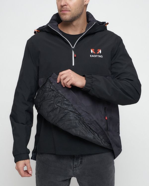 Men's sports anorak jacket in dark gray 88629TC
