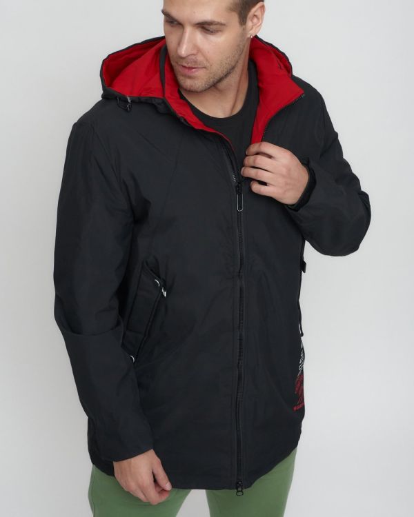 Men's sports parka with black hood 88635Ch